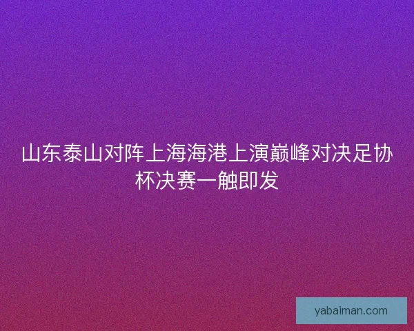 山东泰山对阵上海海港上演巅峰对决足协杯决赛一触即发